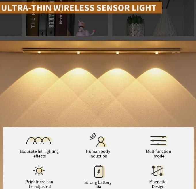 LED Motion Sensor Ceiling/Cabinet Aesthetic Light With USB Rechargeable